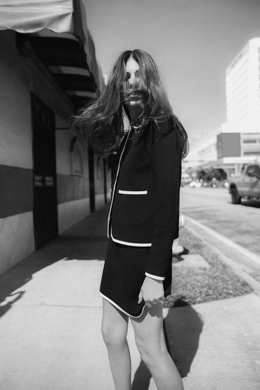 KNIT CARDIGAN WITH CONTRAST TRIMS - Black / White by Zara - Image 1