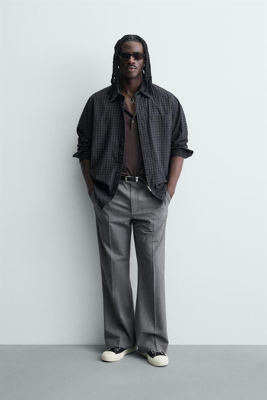 RELAXED FIT PLAID SHIRT - Blue / Gray | ZARA United States