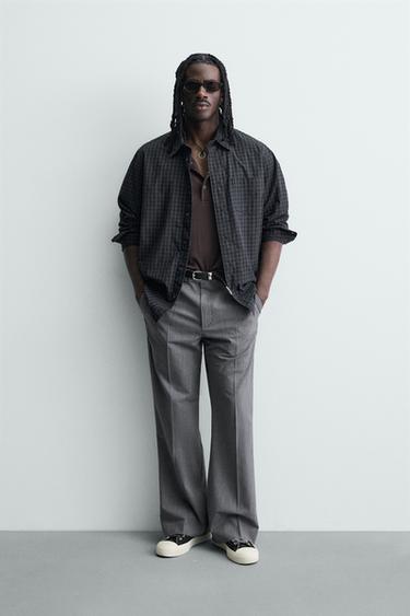 РУБАШКА RELAXED FIT В КЛЕТКУ — СЕРО-СИНИЙ от Zara — изображение 0