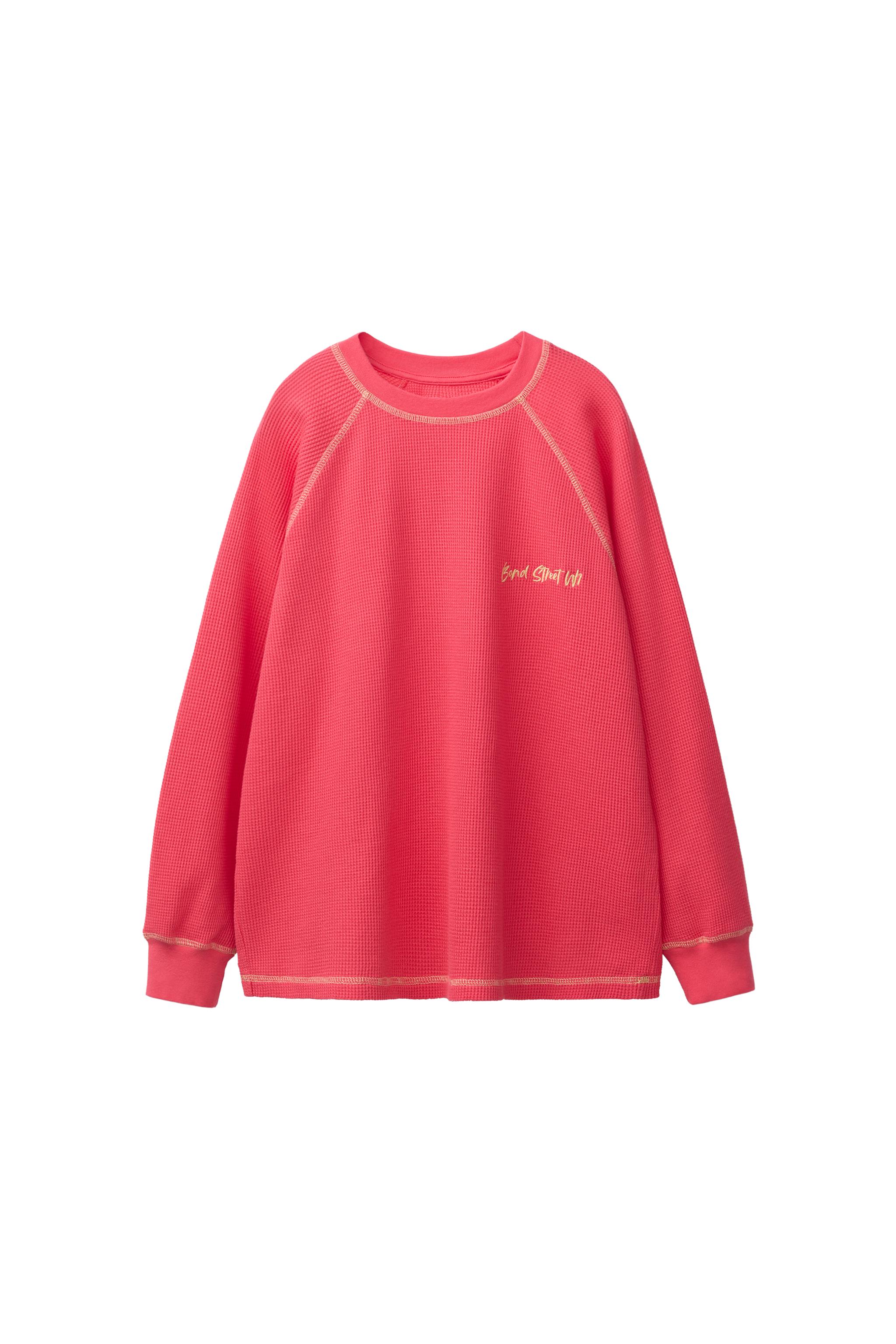 WAFFLE KNIT SLOGAN SWEATSHIRT - Red | ZARA United Kingdom