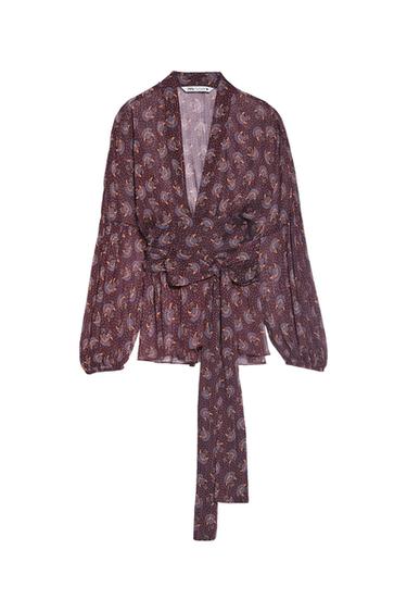 PRINTED BLOUSE WITH BOW