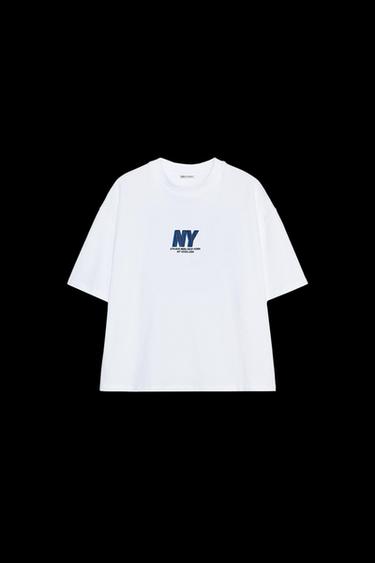 OVERSIZE T-SHIRT WITH SLOGAN - White by Zara - Image 0