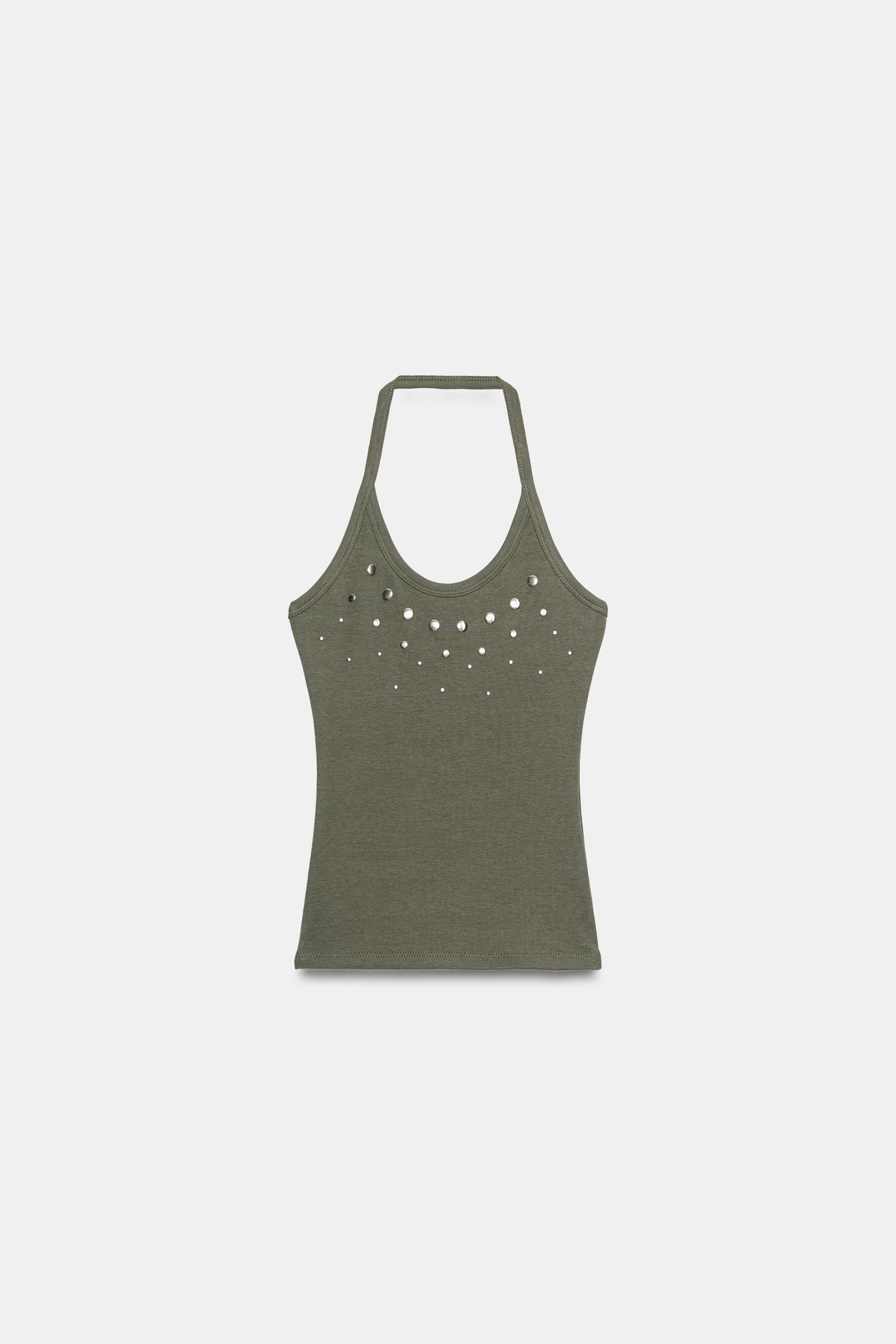 STUDDED HALTER TOP