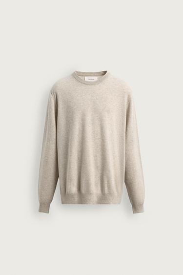 Zara REGULAR FIT CASHMERE JUMPER - Ecru / Marl