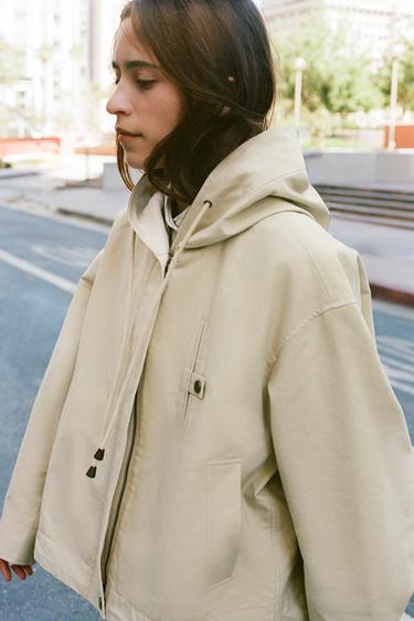 ZW COLLECTION HOODED PARKA WITH POCKETS - Beige by Zara