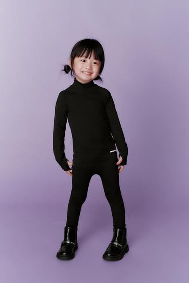 RIBBED LEGGINGS WITH EMBOSSED SLOGAN - Black by Zara