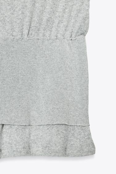 T-SHIRT DOUBLE CORSAGE EN TRICOT - Gris chiné de Zara - Image 5