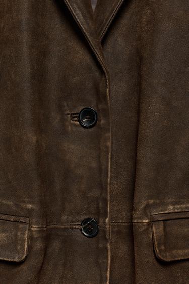 VESTE CUIR DAIM 100% ZW COLLECTION ÉDITION LIMITÉE - Marron de Zara - Image 6