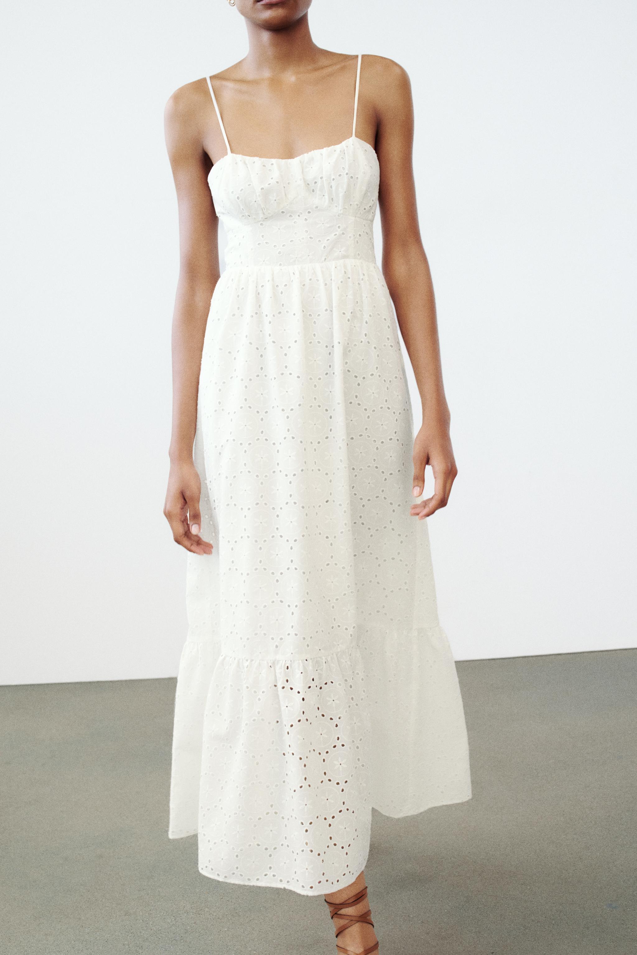 OPENWORK EMBROIDERY MIDI DRESS - White | ZARA United States