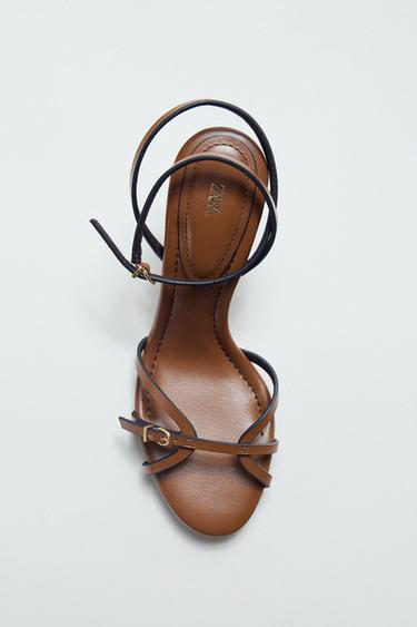 STRAPPY HEELED SANDALS - Brown by Zara