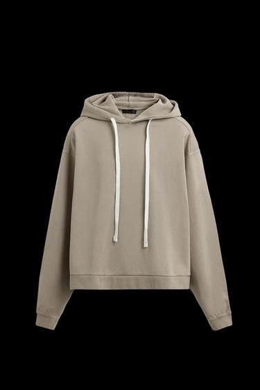 HOODIE-SWEATSHIRT MIT SCHRIFTZUG - Grau von Zara - Bild 0