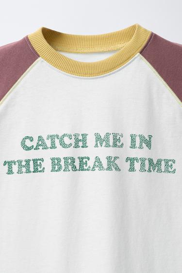 CONTRAST RAGLAN SLEEVE T-SHIRT - Ice by Zara - Image 2