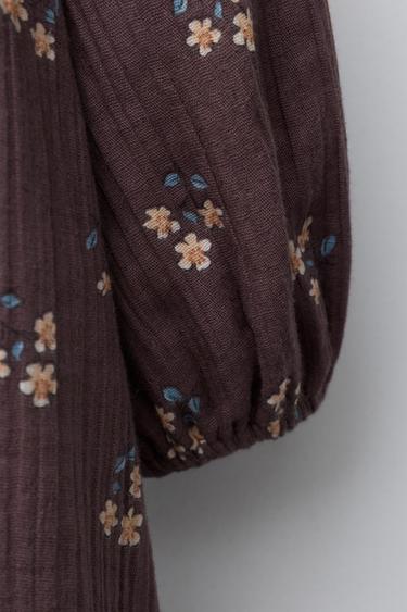 PATTERNED DRESS WITH FLORAL TEXTURE - Dark burgundy by Zara - Image 2