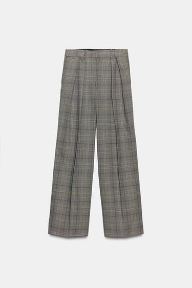 ZW COLLECTION CHECKED DARTED TROUSERS - camel by Zara