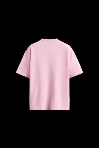 CAMISETA PUNTO ESTAMPADO CONTRASTE - Rosa de Zara