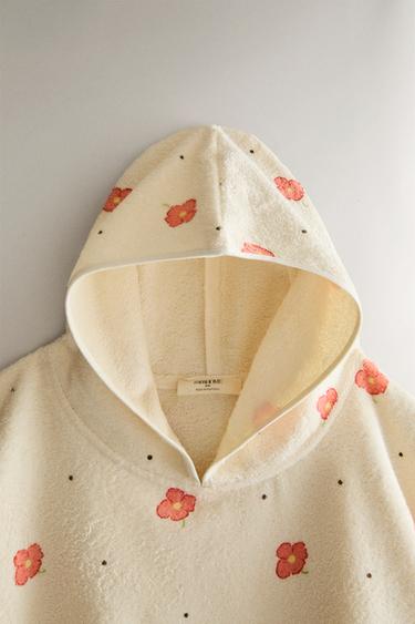 CHILDREN'S FLORAL BEACH PONCHO - Cream by Zara - Image 1
