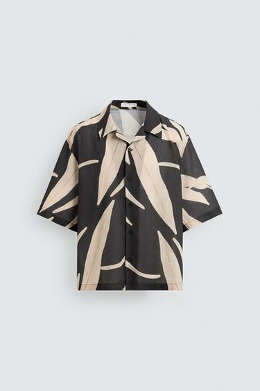 LEAF PRINT SHIRT - Black by Zara