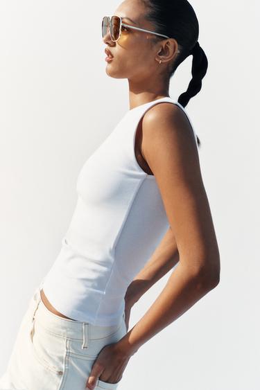 T-SHIRT SANS MANCHES - Blanc de Zara - Image 2