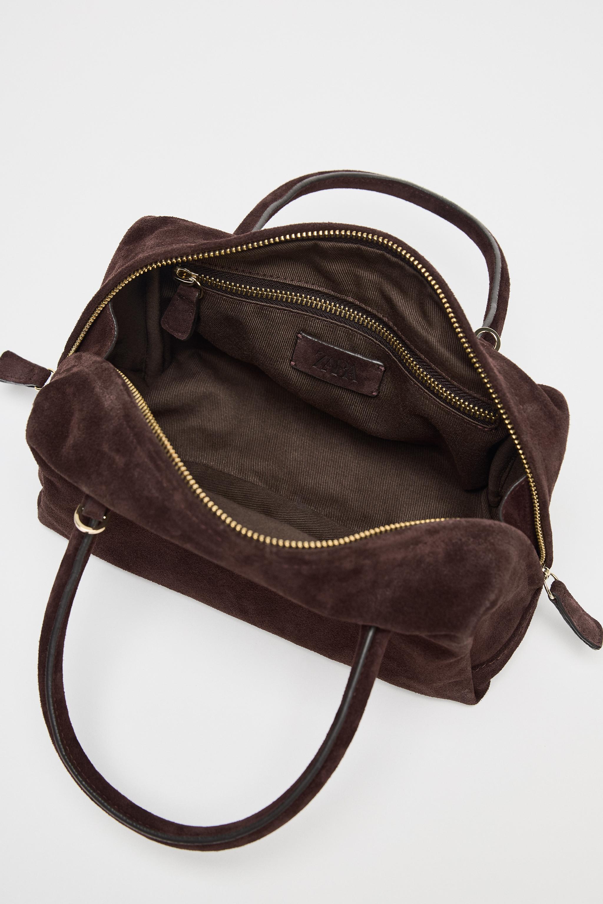SPLIT SUEDE BOWLING BAG - Chocolate | ZARA Australia
