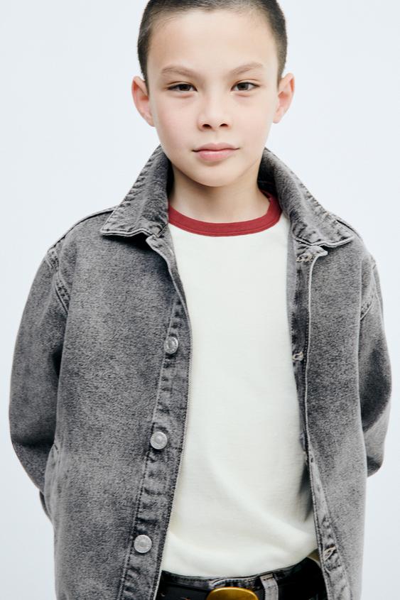 STORIESZ - CONTRAST NECK T-SHIRT - Ecru / Navy by Zara - Image 0