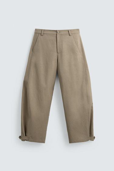 RELAXED FIT TROUSERS WITH ADJUSTABLE HEM - camel by Zara