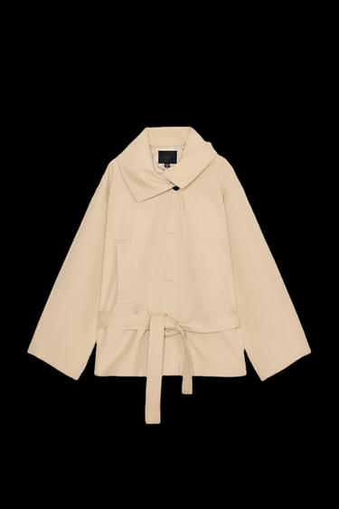 TRENCH CORTO CINTURÓN - Tostado claro de Zara