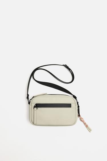 BOLSA A TIRACOLO COM EFEITO DE CAUCHO - Branco-osso da Zara