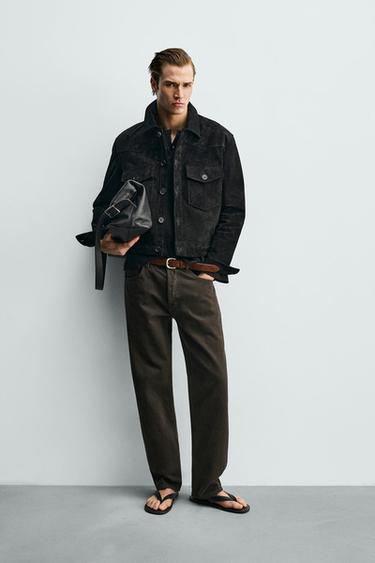 КЪСО ЯКЕ ОТ ВЕЛУРЕНА КОЖА - Черен от Zara