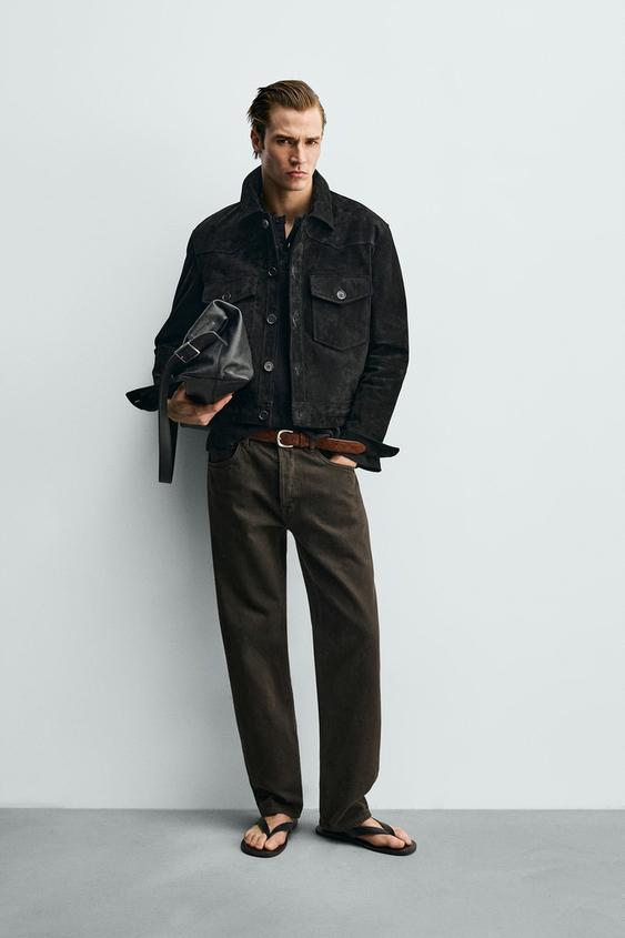 SUEDE LEATHER CROPPED FIT JACKET