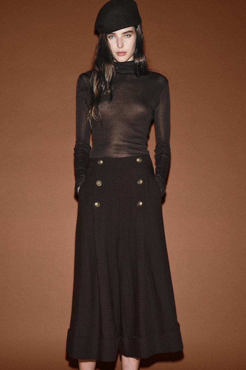 100% WOOL BUTTONED BERMUDA SHORTS ZW COLLECTION