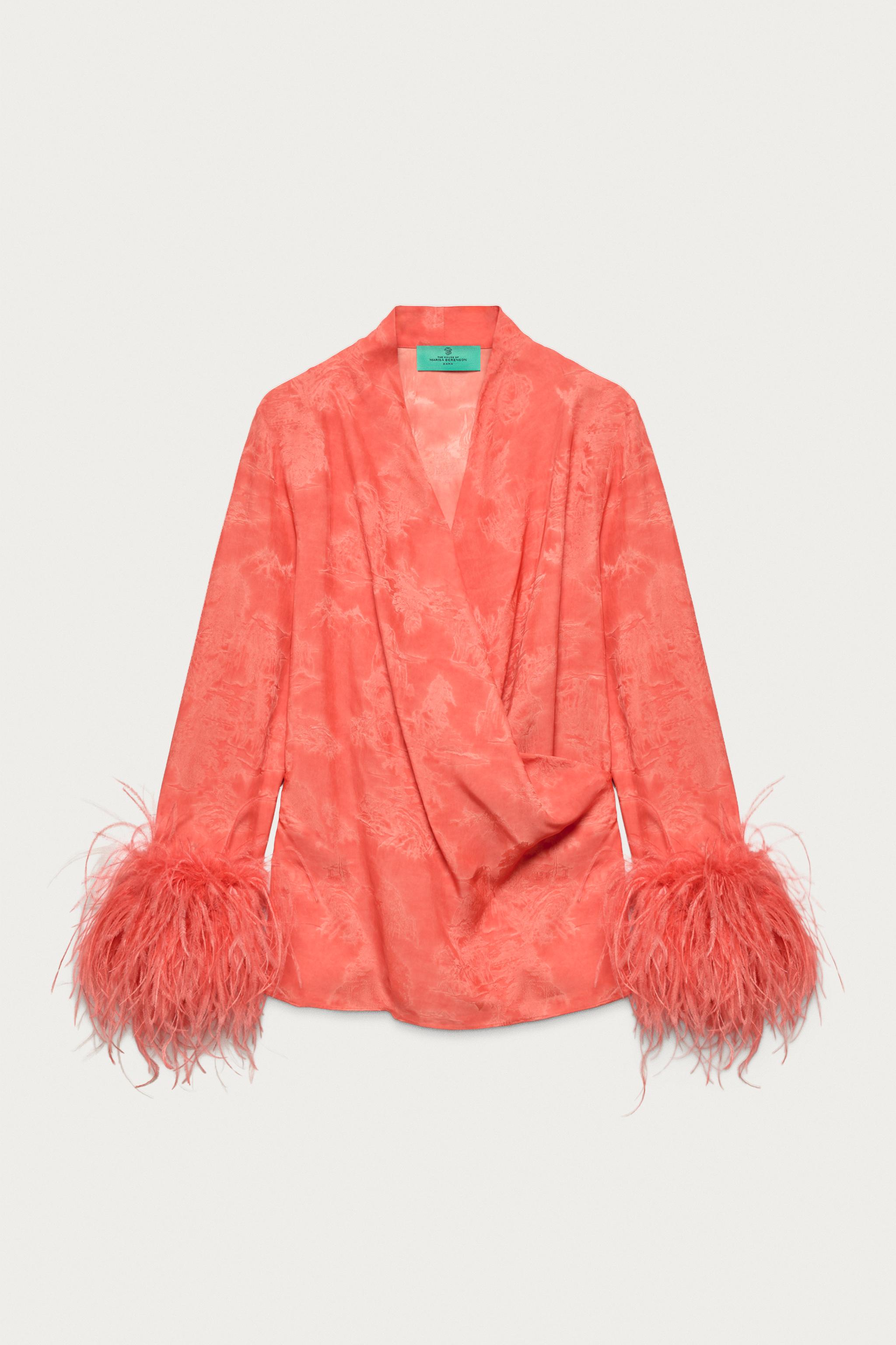 Женские рубашки Zara MARISA BERENSON X ZARA FEATHER WRAP SHIRT