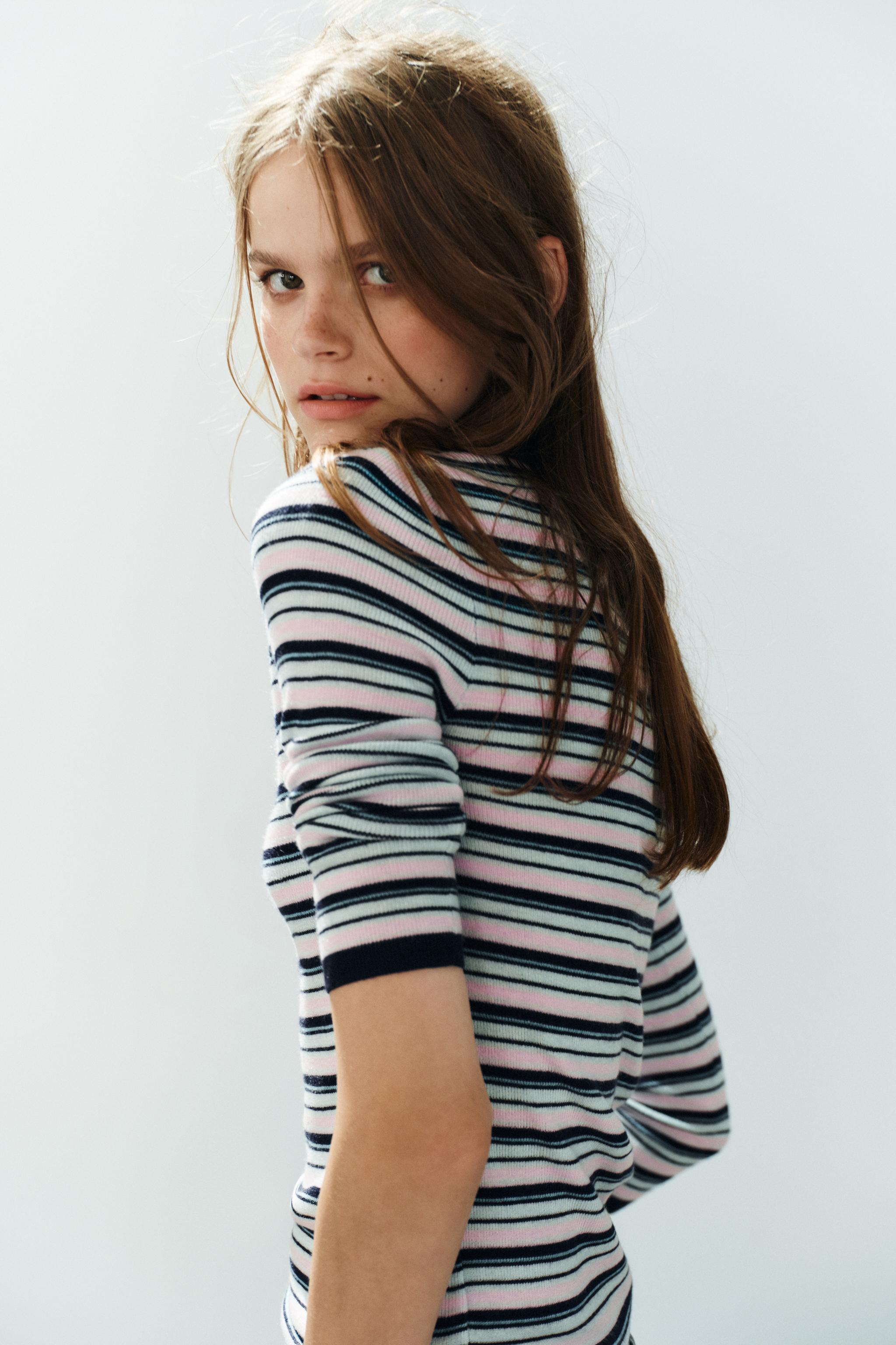 Женские свитеры Zara STRIPED KNIT BUTTON-UP JUMPER — фото 4