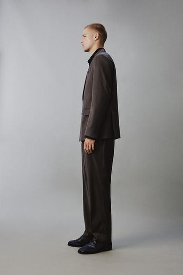 REGULAR FIT HERRINGBONE SUIT TROUSERS - Brown by Zara - Image 3