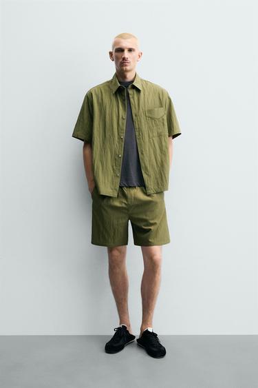 RELAXED FIT FLOWING SHIRT - Dark olive by Zara