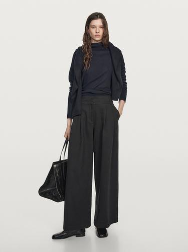 Zara Darted wide-leg trousers - Black