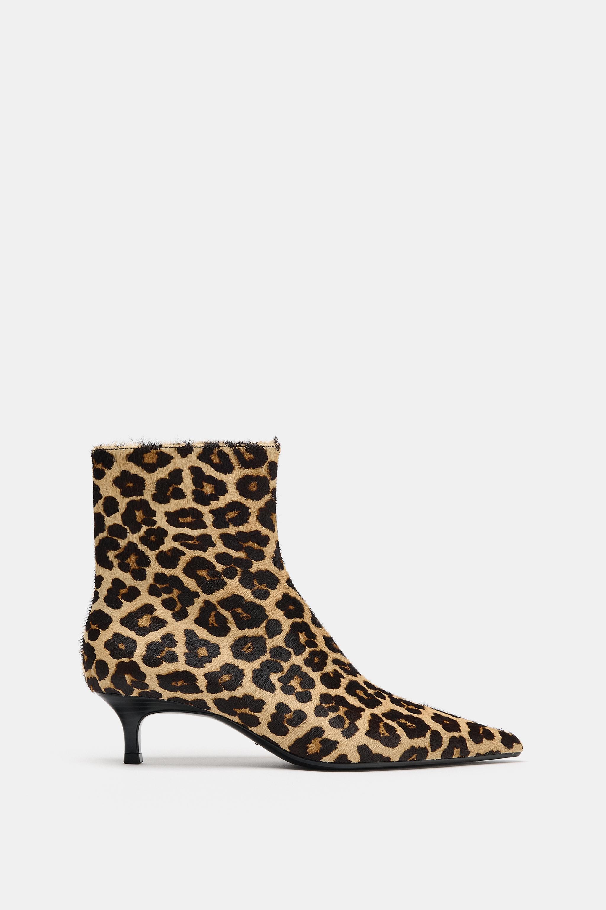 BOTTINES EN CUIR KITTEN IMPRIMÉ