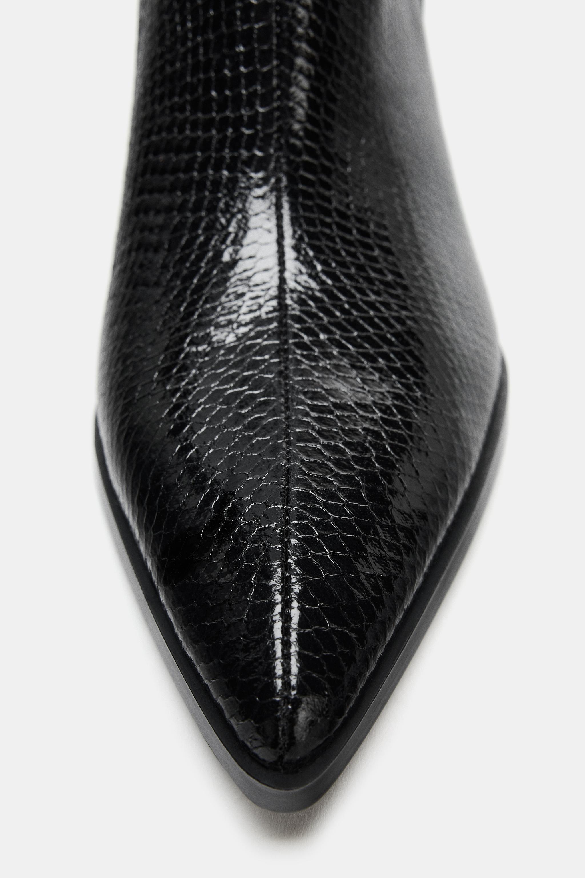 EMBOSSED HEELED ANKLE BOOTS - Black | ZARA United States