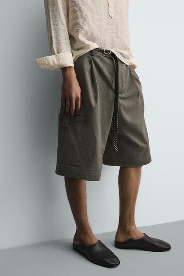 RELAXED WIDE-LEG CARGO BERMUDA SHORTS - Dark tan by Zara - Image 6