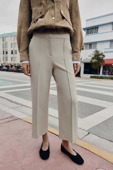 CULOTTE TROUSERS WITH SEAM DETAIL - Stone by Zara - Image 1