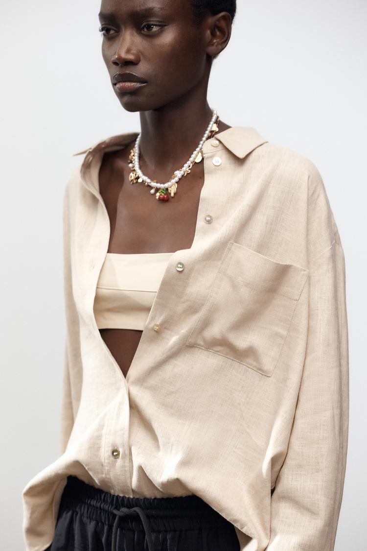 フェイクパールチャーム付きネックレス 2本セット - ゴールド | ZARA 
