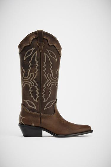 BOTA COWBOY PIEL - Marrón de Zara