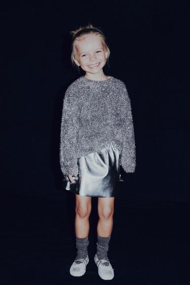 МЕТАЛЛИЗИРОВАННАЯ ЮБКА С БАНТАМИ — СЕРЕБРИСТЫЙ от Zara