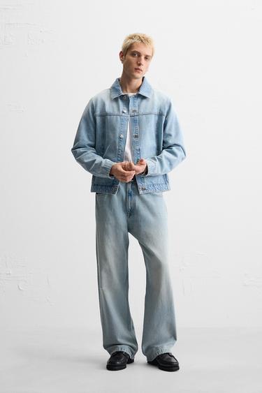 Zara BASIC DENIM JACKET - Light blue