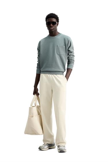 CREW NECK SWEATSHIRT WITH POCKET - Blue / Grey by Zara