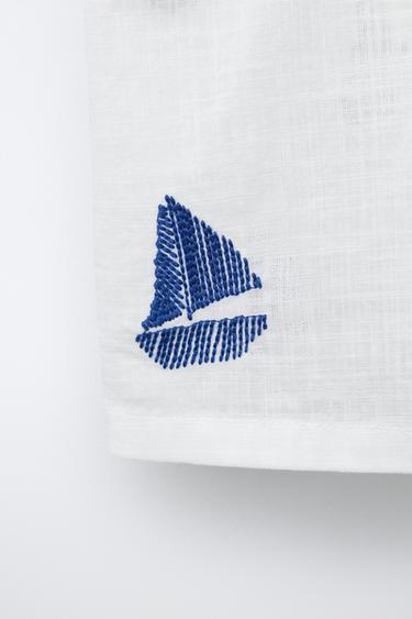 EMBROIDERED BOAT SHIRT - White by Zara - Image 3