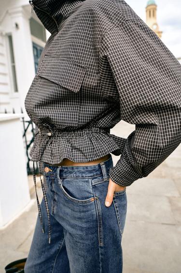 BLOUSON MATELASSÉ À CARREAUX ET COL MONTANT - Noir / Blanc de Zara