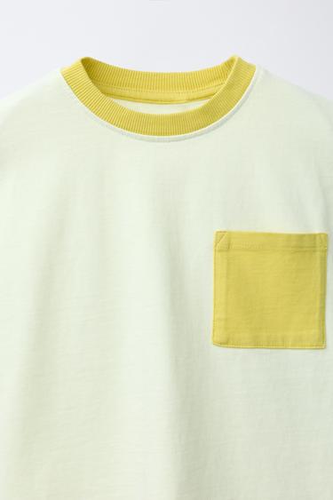 T-SHIRT COLOR BLOCK - Jaune de Zara - Image 2