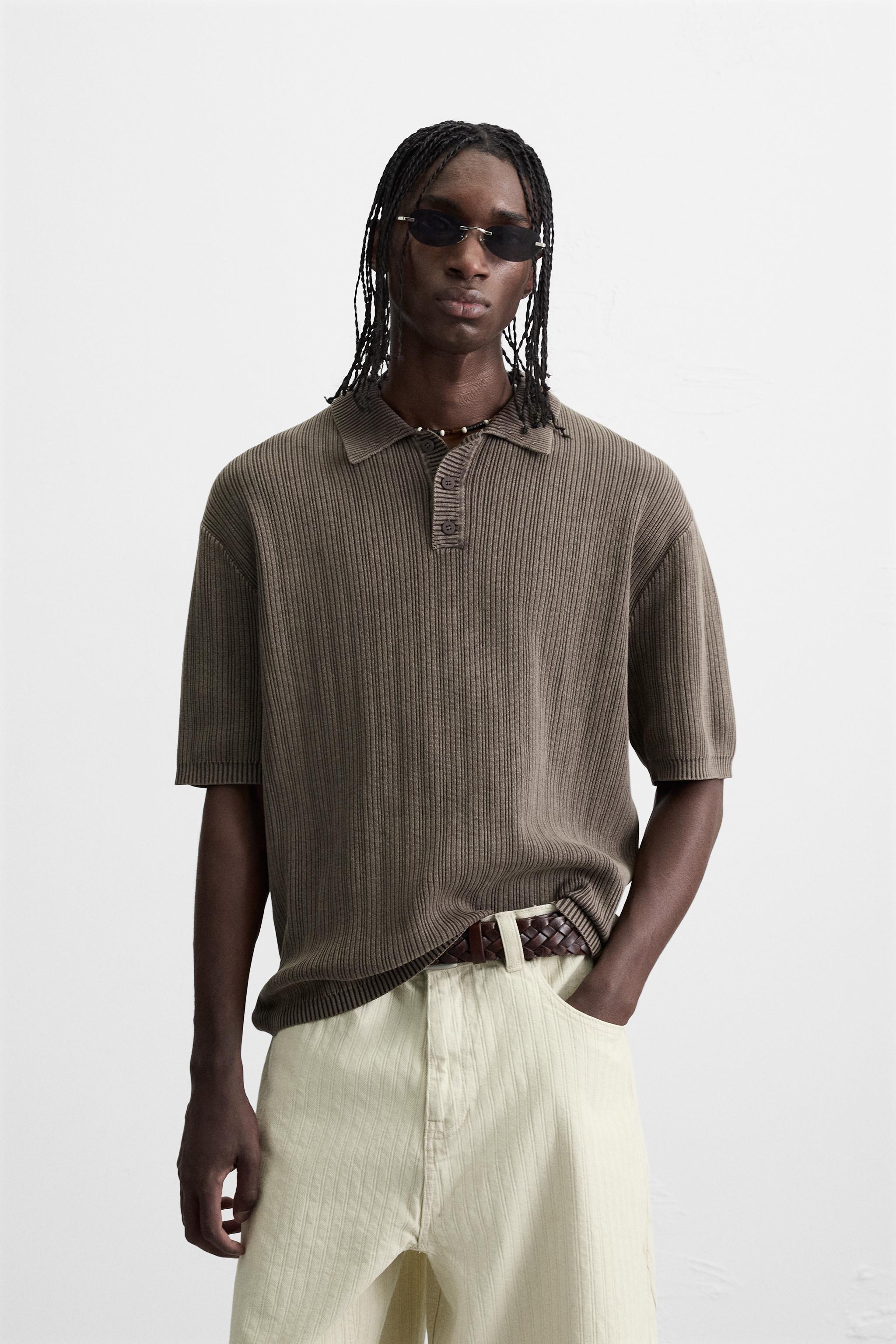 POLO EN MAILLE STRUCTURÉE DÉLAVÉE