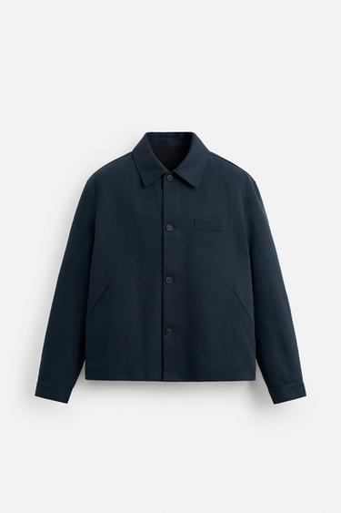 COTTON/LYOCELL JACKET - Navy blue by Zara - Image 0