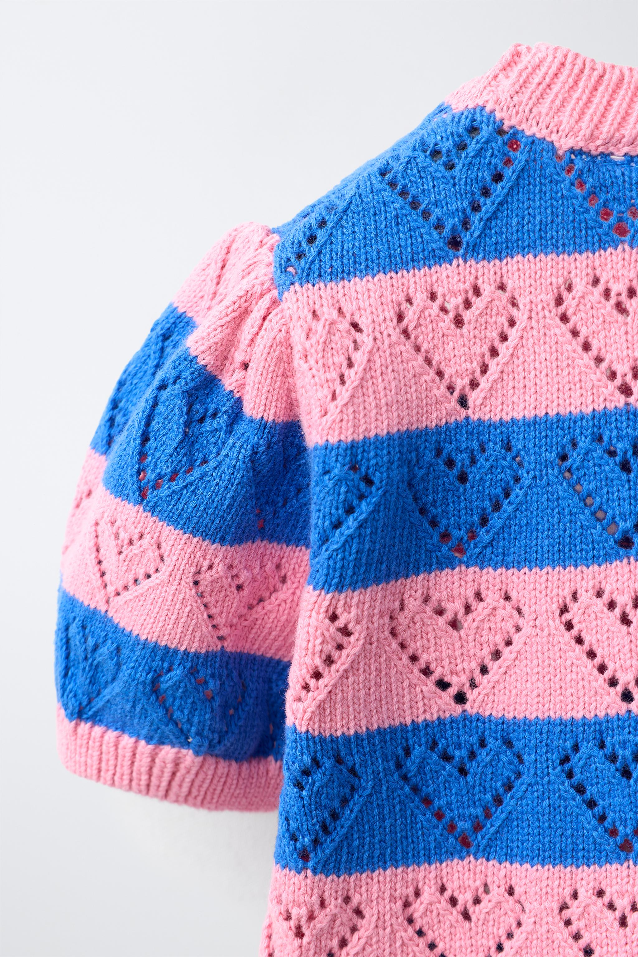 STRIPED HEART KNIT T-SHIRT
